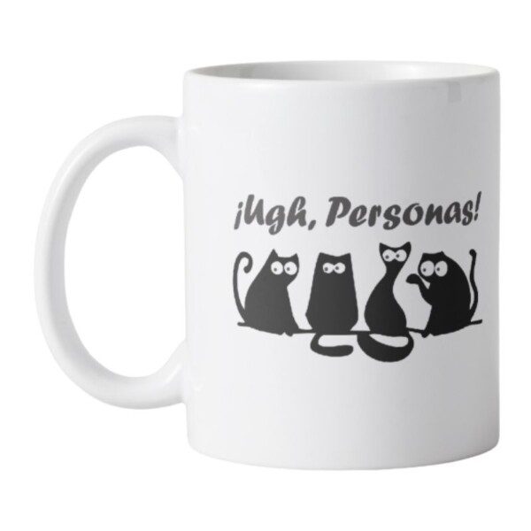 Taza personalizada con gatos y la frase ugh, personas