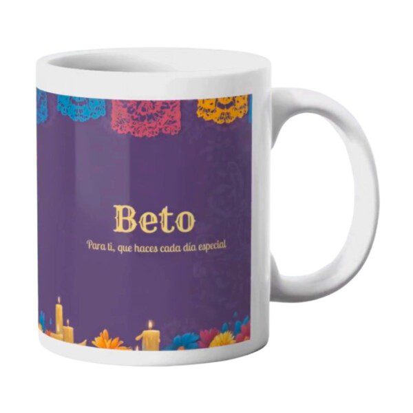 Taza personalizada con papel picado colorido